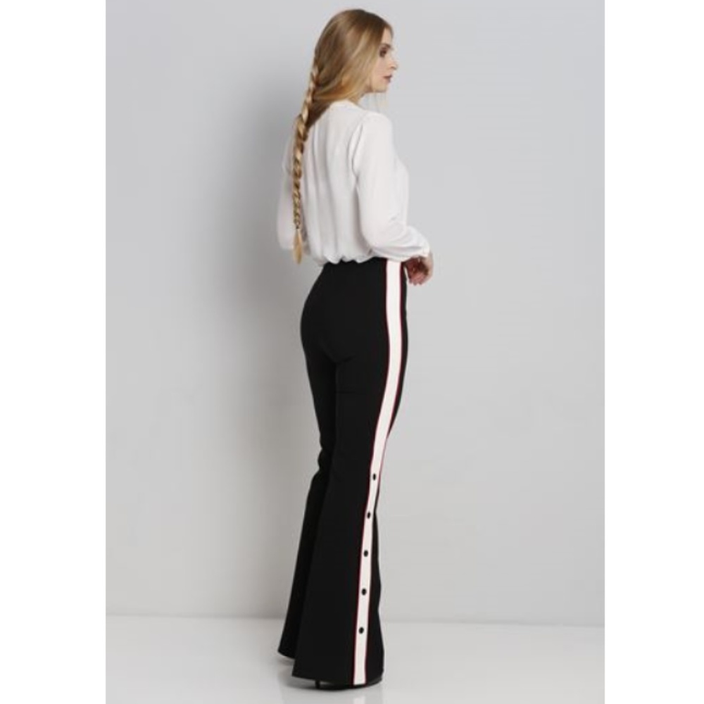 Highwaist flare track pants button buttom Inseam36 - Picture 2 of 5